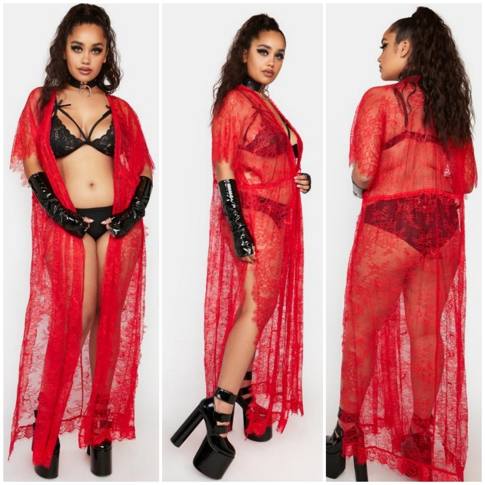 NWOT Plus In Your Eyes Lace Kimono - Picture 3 of 6